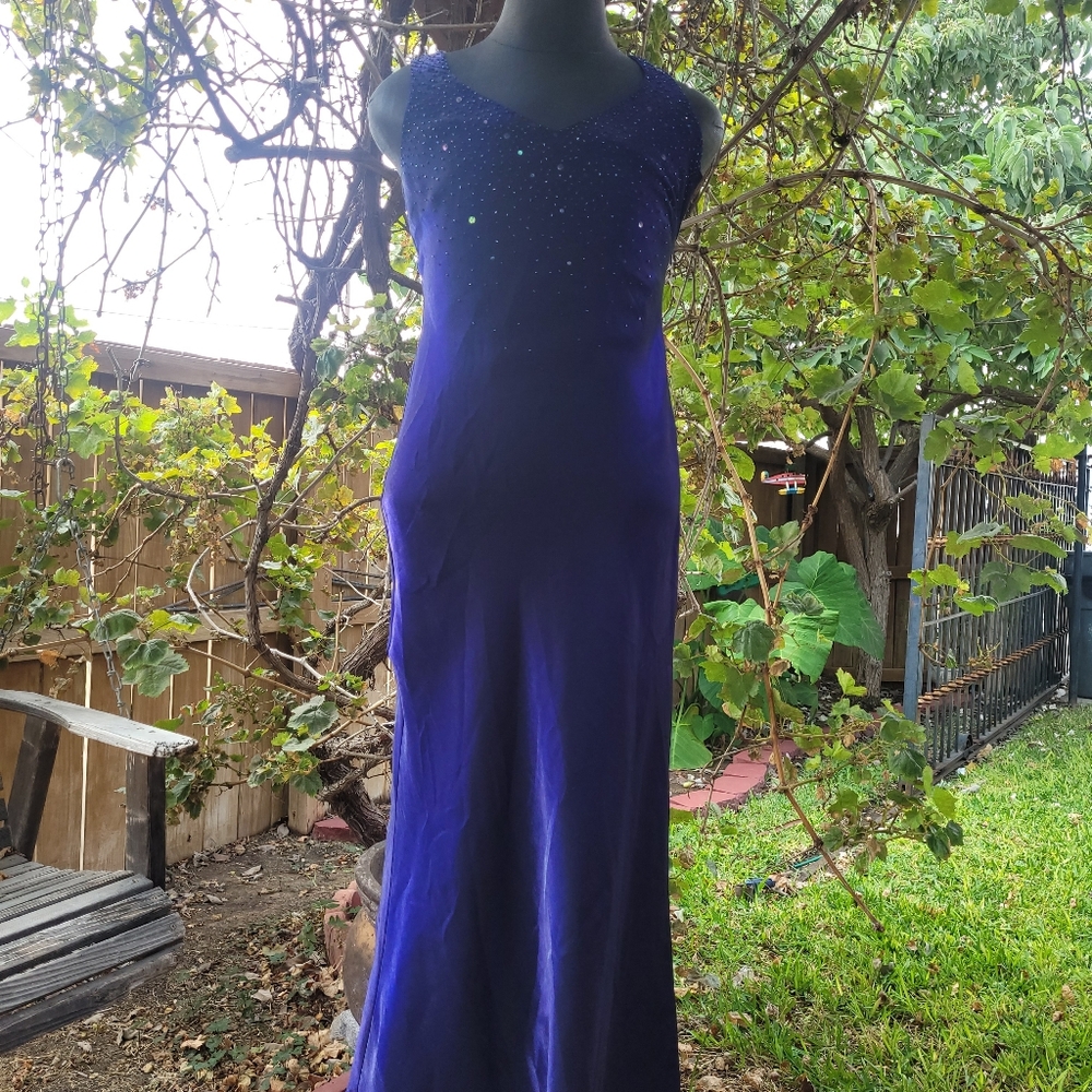 Alex Evenings Y2K Formal Party Prom Deep Blue with Purple Hue Maxi Dress Size 8